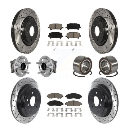 Hub Bearing Coat Brake Rotor Pad Front Rear Kit (10Pc) For 16-22 Honda Pilot FWD