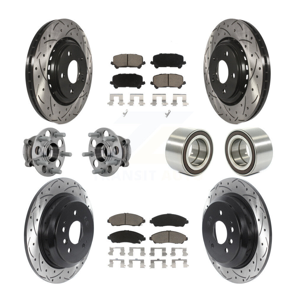 Hub Bearing Coated Brake Rotor Pad Front Rear Kit (10Pc) For Honda Ridgeline AWD