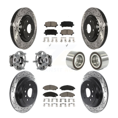 Hub Bearing Coated Brake Rotor Pad Front Rear Kit (10Pc) For Honda Ridgeline AWD