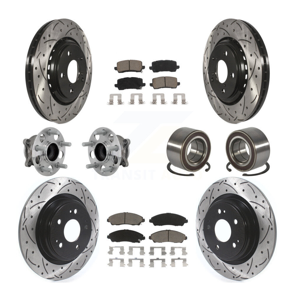 Hub Bearing Coated Disc Brake Rotor And Pads Front Rear Kit (10Pc) For Acura MDX