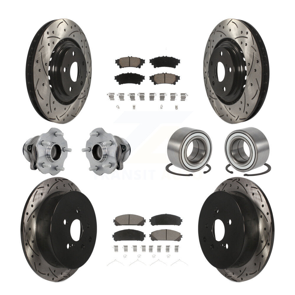 Hub Bearing Coated Brake Rotor & Pad Front Rear Kit (10Pc) For Toyota Highlander