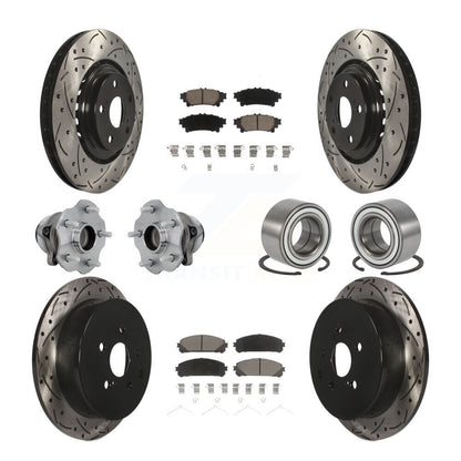 Hub Bearing Coated Brake Rotor & Pad Front Rear Kit (10Pc) For Toyota Highlander