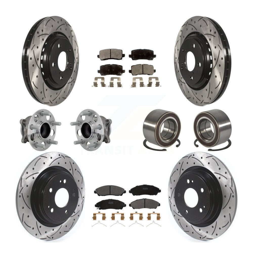 Hub Bearing Coated Disc Brake Rotor And Pads Front Rear Kit (10Pc) For Acura MDX