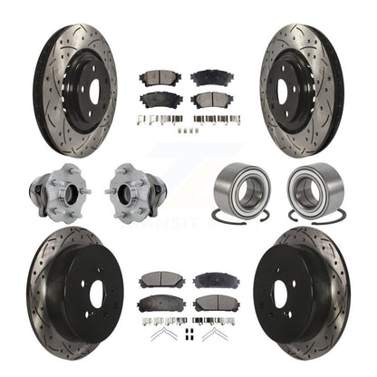 Hub Bearing Coated Brake Rotor & Pad Front Rear Kit (10Pc) For Toyota Highlander