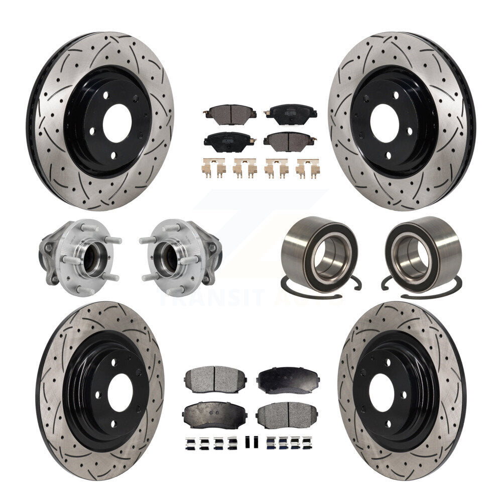 Hub Bearing Coat Brake Rotor Pads Front Rear Kit (10Pc) For 16-18 Mazda CX-9 FWD