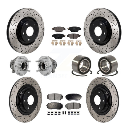 Hub Bearing Coat Brake Rotor Pads Front Rear Kit (10Pc) For 16-18 Mazda CX-9 FWD
