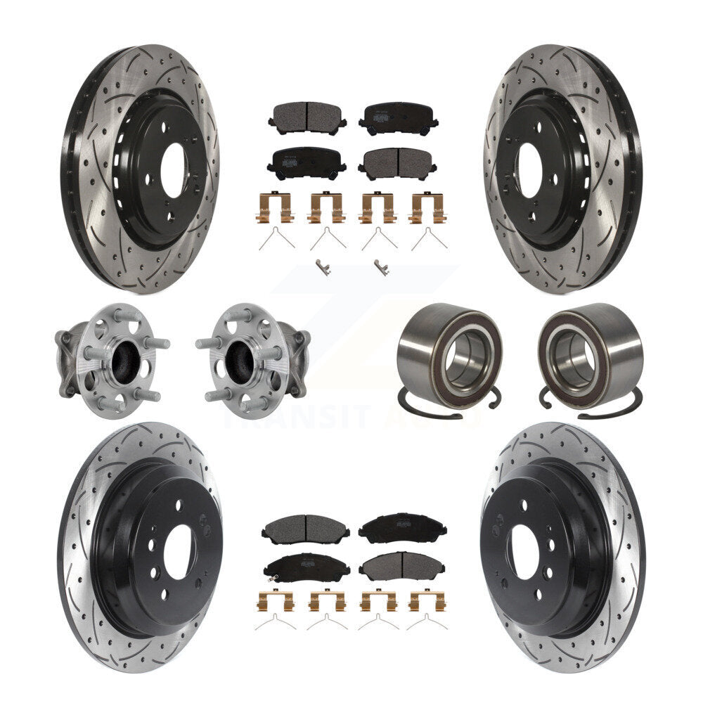 Hub Bearing Coat Brake Rotor Pad Front Rear Kit (10Pc) For 16-22 Honda Pilot FWD