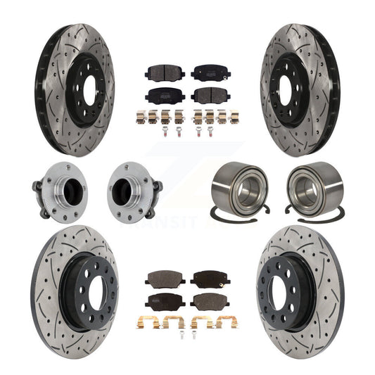 Hub Bearing Coated Brake Rotor Pad Front Rear Kit (10Pc) For 16-18 Fiat 500X FWD