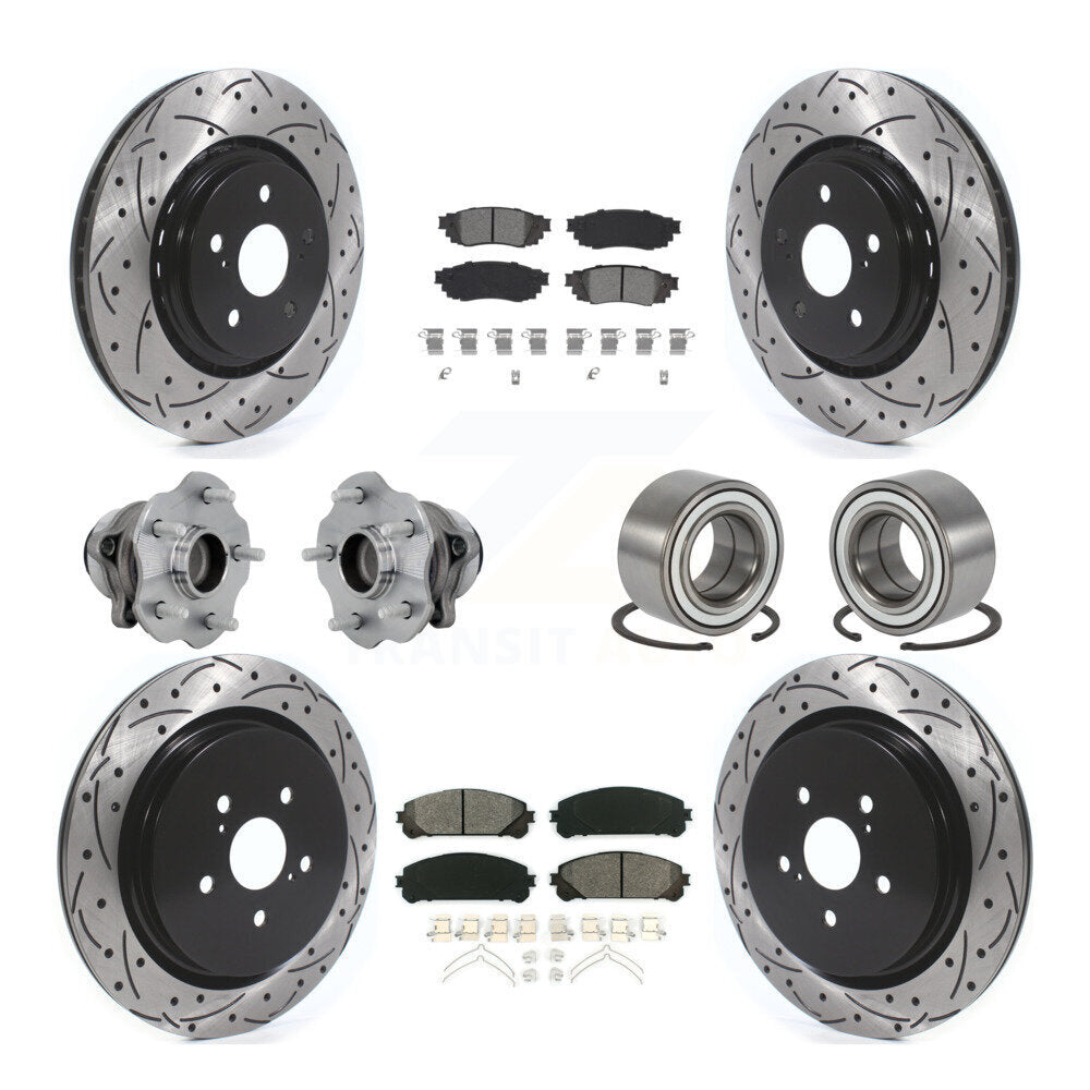 Hub Bearing Coat Brake Rotor Pads Front Rear Kit (10Pc) For 2016 Lexus RX350 FWD