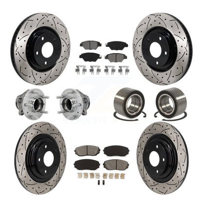 Hub Bearing Coat Brake Rotor Pads Front Rear Kit (10Pc) For 16-18 Mazda CX-9 FWD