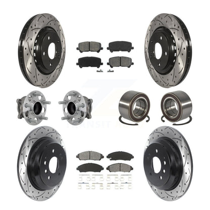 Hub Bearing Coat Brake Rotor Pad Front Rear Kit (10Pc) For 16-22 Honda Pilot FWD