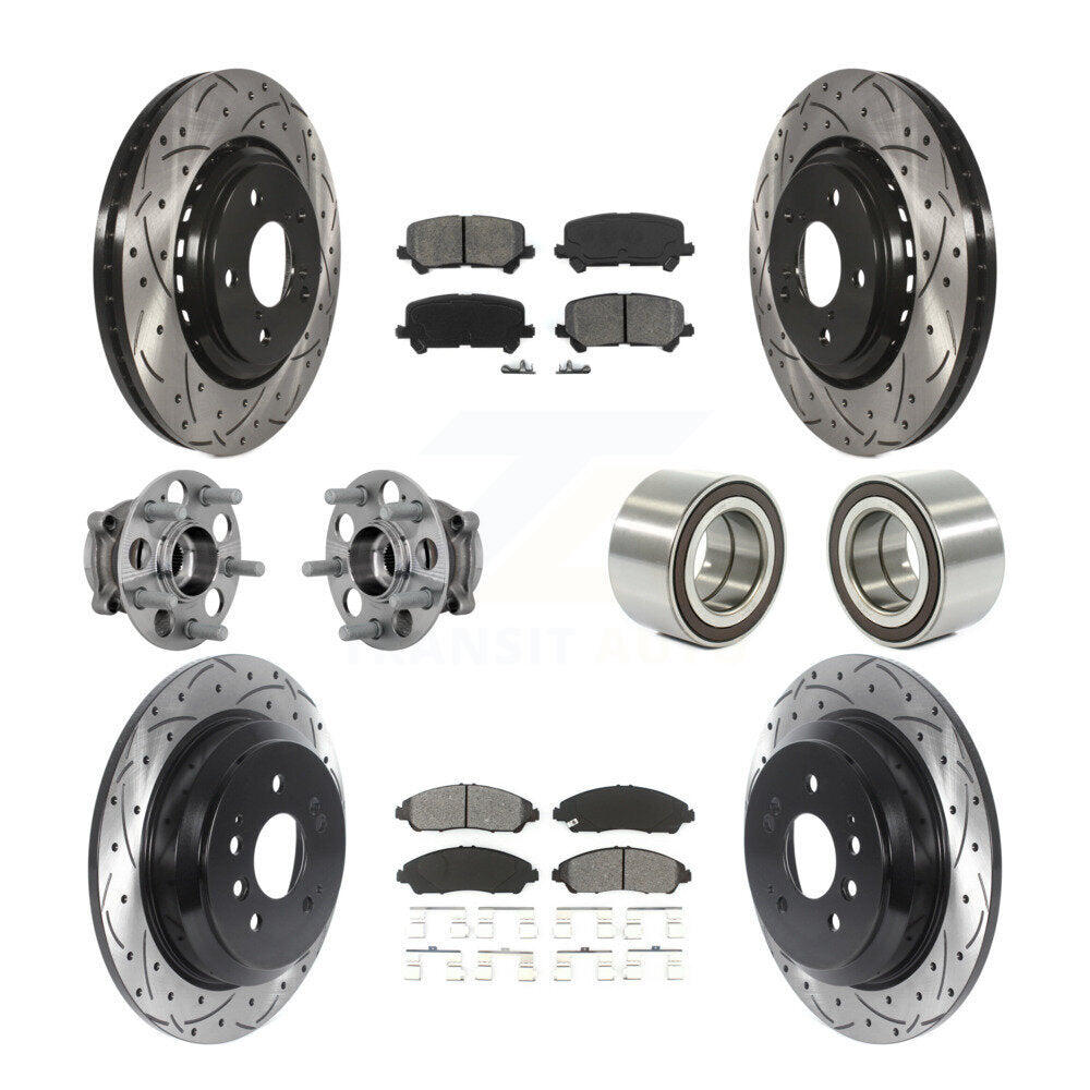 Hub Bearing Coated Brake Rotor Pad Front Rear Kit (10Pc) For Honda Ridgeline AWD