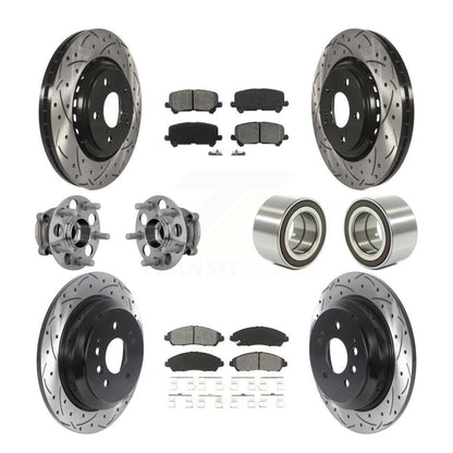 Hub Bearing Coated Brake Rotor Pad Front Rear Kit (10Pc) For Honda Ridgeline AWD