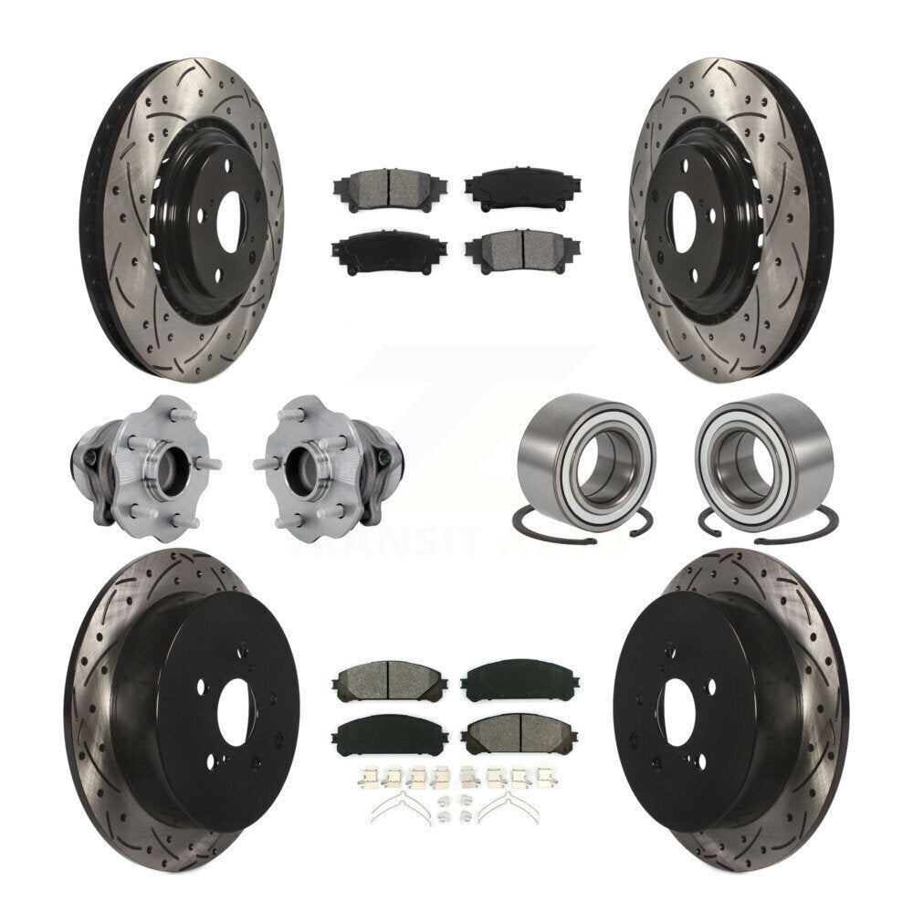 Hub Bearing Coated Brake Rotor & Pad Front Rear Kit (10Pc) For Toyota Highlander