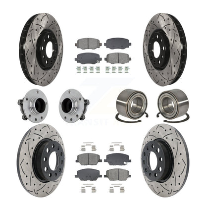Hub Bearing Coated Brake Rotor Pad Front Rear Kit (10Pc) For 16-18 Fiat 500X FWD