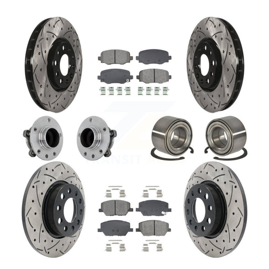 Hub Bearing Coated Brake Rotor Pad Front Rear Kit (10Pc) For 16-18 Fiat 500X FWD