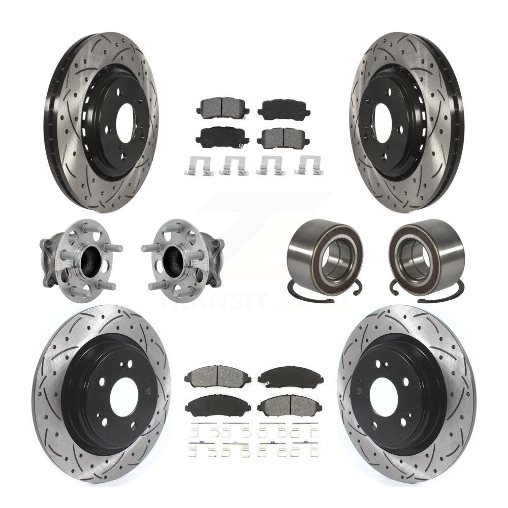 Hub Bearing Coated Disc Brake Rotor And Pads Front Rear Kit (10Pc) For Acura MDX