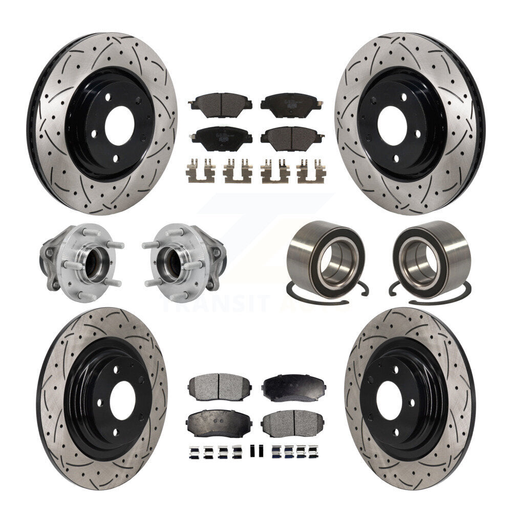 Hub Bearing Coat Brake Rotor Pads Front Rear Kit (10Pc) For 16-18 Mazda CX-9 FWD