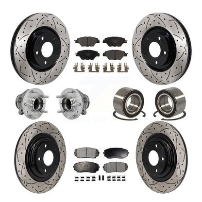Hub Bearing Coat Brake Rotor Pads Front Rear Kit (10Pc) For 16-18 Mazda CX-9 FWD