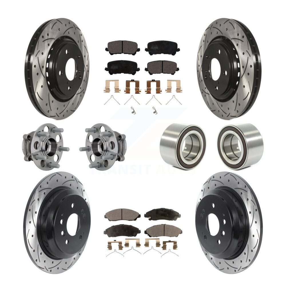 Hub Bearing Coated Brake Rotor Pad Front Rear Kit (10Pc) For Honda Ridgeline AWD