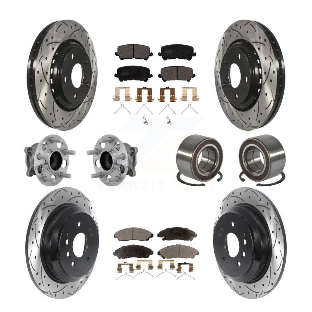 Hub Bearing Coat Brake Rotor Pad Front Rear Kit (10Pc) For 16-22 Honda Pilot FWD
