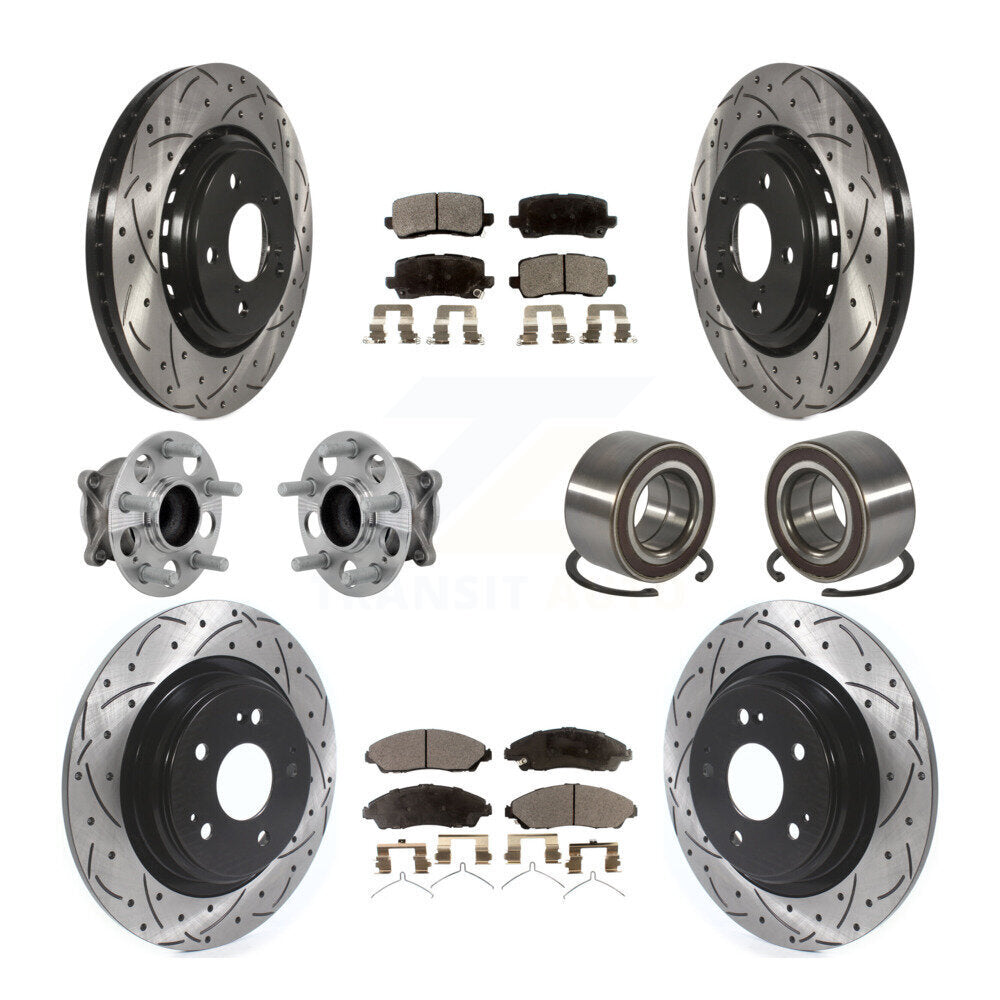 Hub Bearing Coated Disc Brake Rotor And Pads Front Rear Kit (10Pc) For Acura MDX
