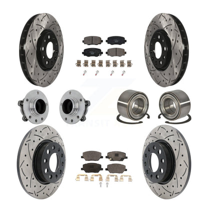 Hub Bearing Coated Brake Rotor Pad Front Rear Kit (10Pc) For 16-18 Fiat 500X FWD