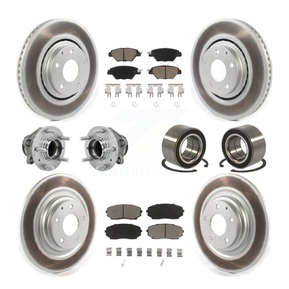 Hub Bearing Coat Brake Rotor Pads Front Rear Kit (10Pc) For 16-18 Mazda CX-9 FWD