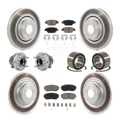 Hub Bearing Coat Brake Rotor Pads Front Rear Kit (10Pc) For 16-18 Mazda CX-9 FWD