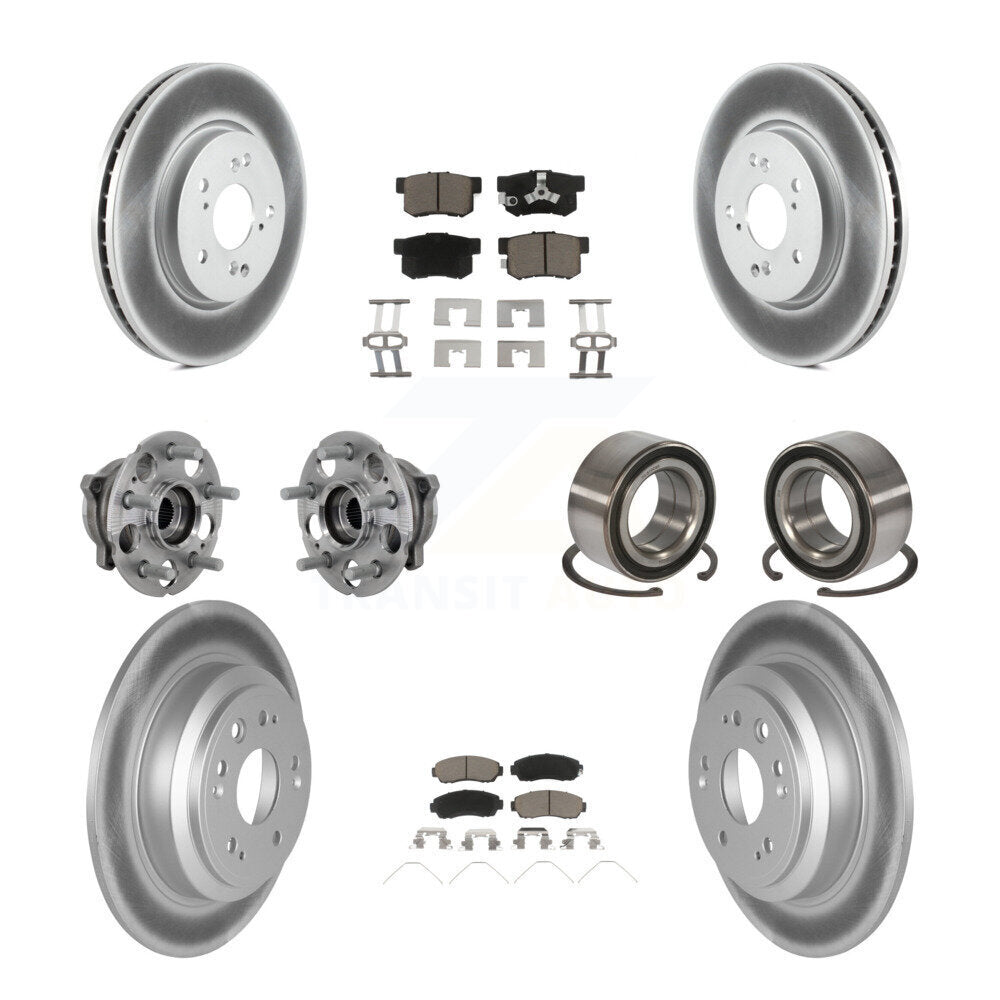Hub Bearing Coated Brake Rotor Pad Front Rear Kit (10Pc) For Honda Crosstour AWD