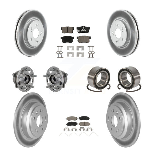 Hub Bearing Coated Brake Rotor Pad Front Rear Kit (10Pc) For Honda Crosstour AWD