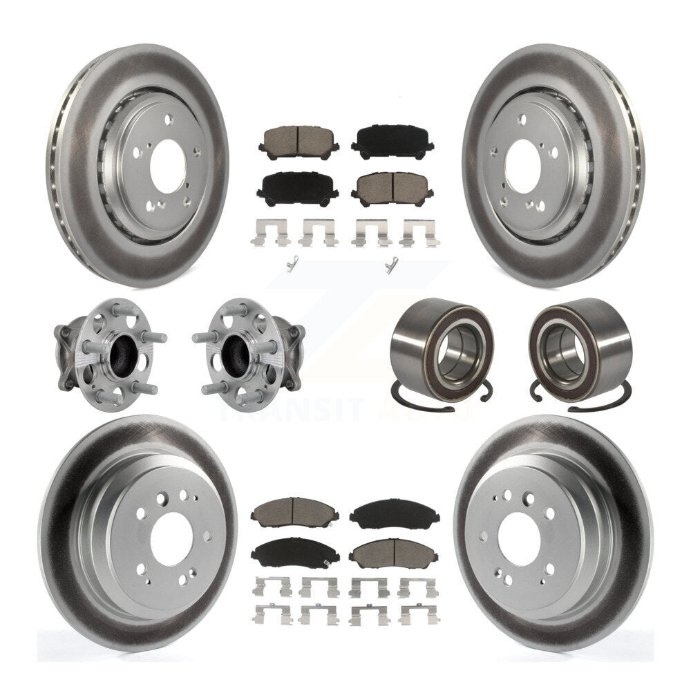 Hub Bearing Coat Brake Rotor Pad Front Rear Kit (10Pc) For 16-22 Honda Pilot FWD