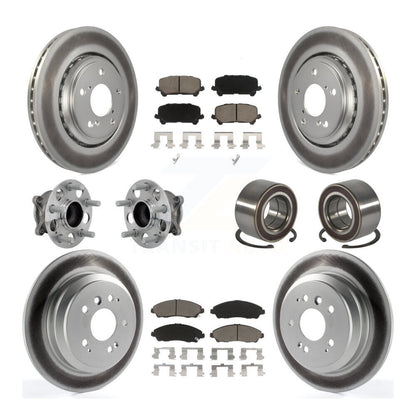 Hub Bearing Coat Brake Rotor Pad Front Rear Kit (10Pc) For 16-22 Honda Pilot FWD