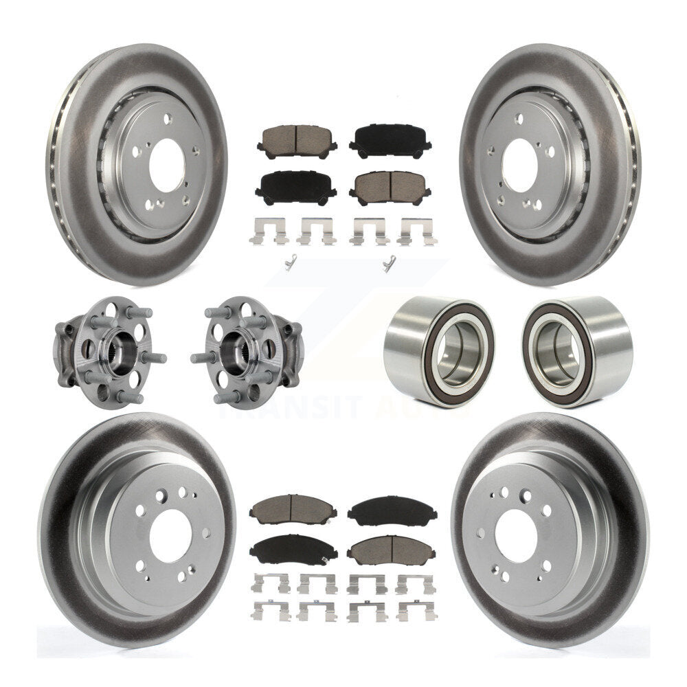Hub Bearing Coated Brake Rotor Pad Front Rear Kit (10Pc) For Honda Ridgeline AWD