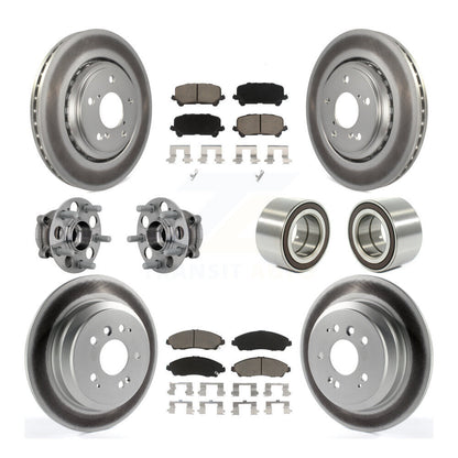 Hub Bearing Coated Brake Rotor Pad Front Rear Kit (10Pc) For Honda Ridgeline AWD