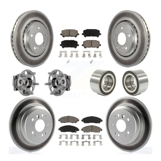 Hub Bearing Coated Brake Rotor Pad Front Rear Kit (10Pc) For Honda Ridgeline AWD