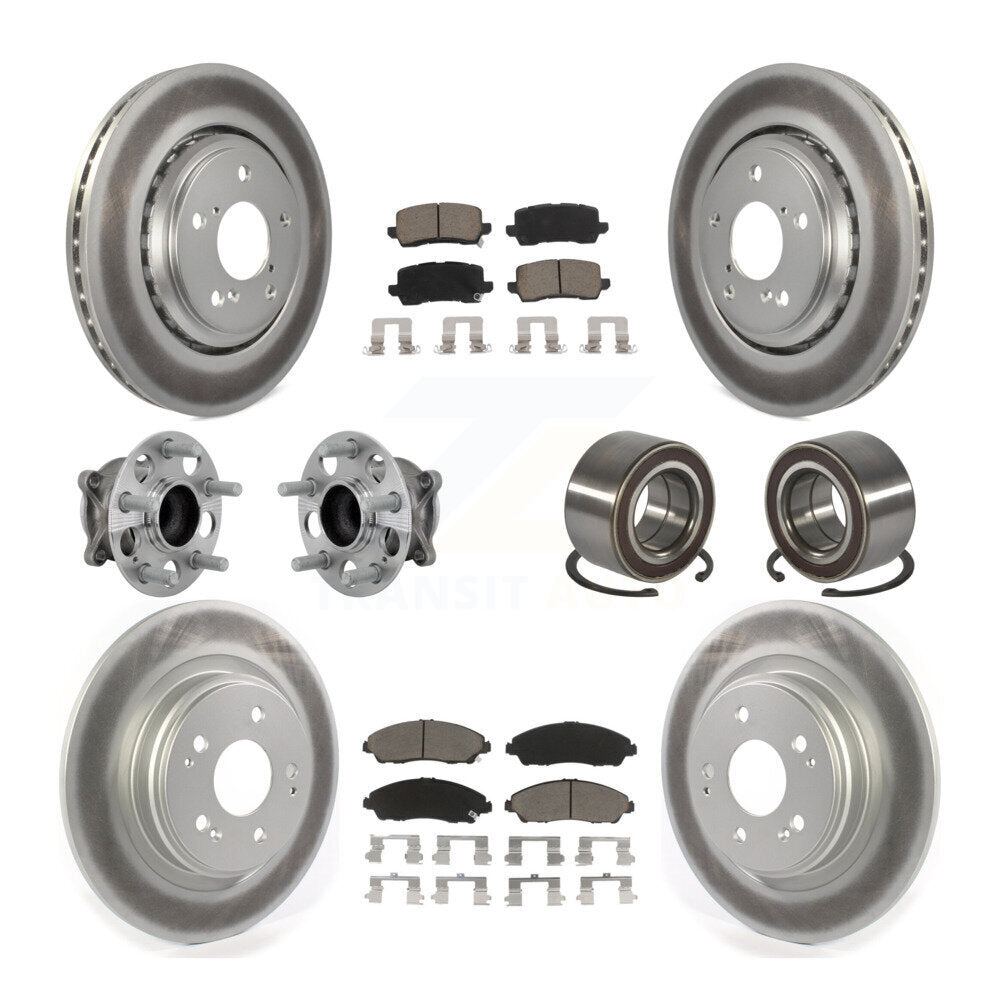 Hub Bearing Coated Disc Brake Rotor And Pads Front Rear Kit (10Pc) For Acura MDX