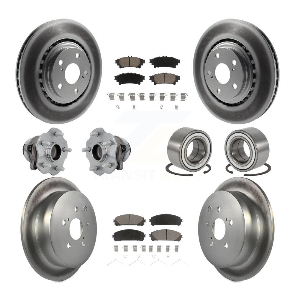 Hub Bearing Coated Brake Rotor & Pad Front Rear Kit (10Pc) For Toyota Highlander