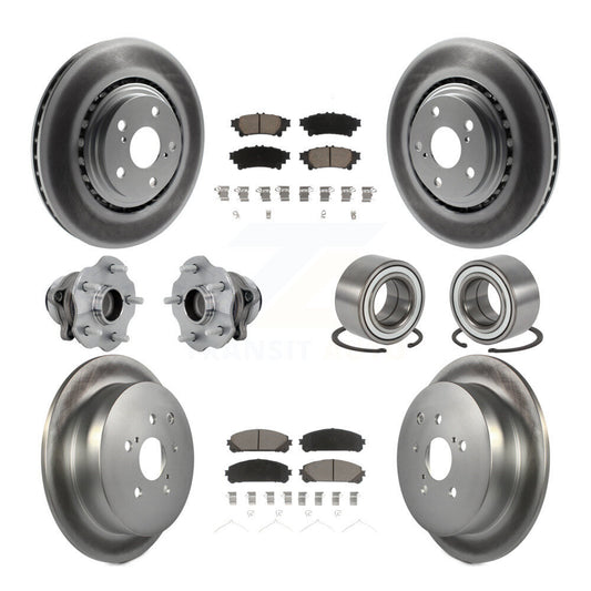 Hub Bearing Coated Brake Rotor & Pad Front Rear Kit (10Pc) For Toyota Highlander