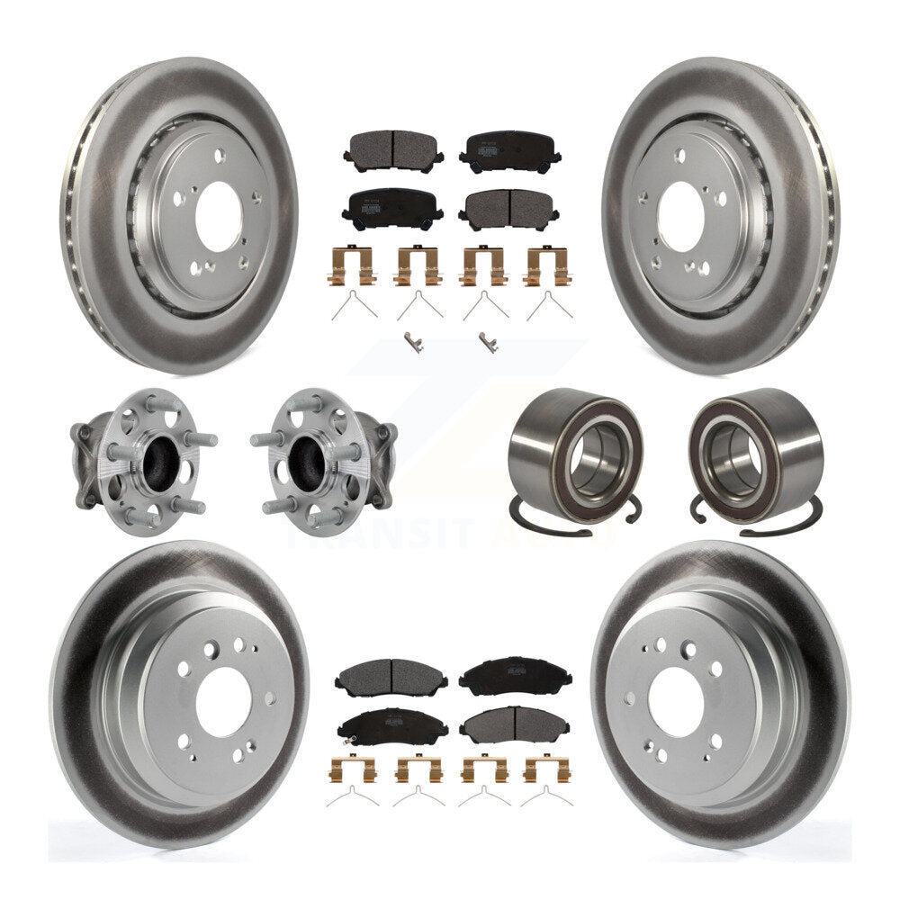Hub Bearing Coat Brake Rotor Pad Front Rear Kit (10Pc) For 16-22 Honda Pilot FWD