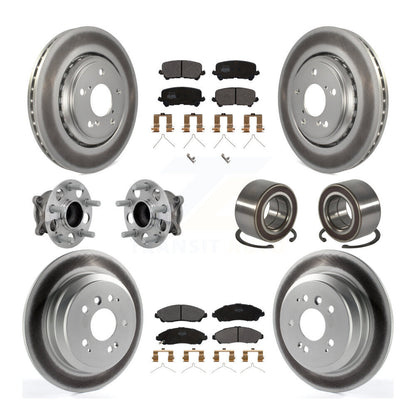Hub Bearing Coat Brake Rotor Pad Front Rear Kit (10Pc) For 16-22 Honda Pilot FWD
