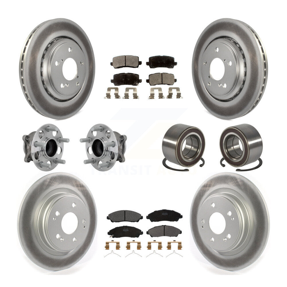 Hub Bearing Coated Disc Brake Rotor And Pads Front Rear Kit (10Pc) For Acura MDX