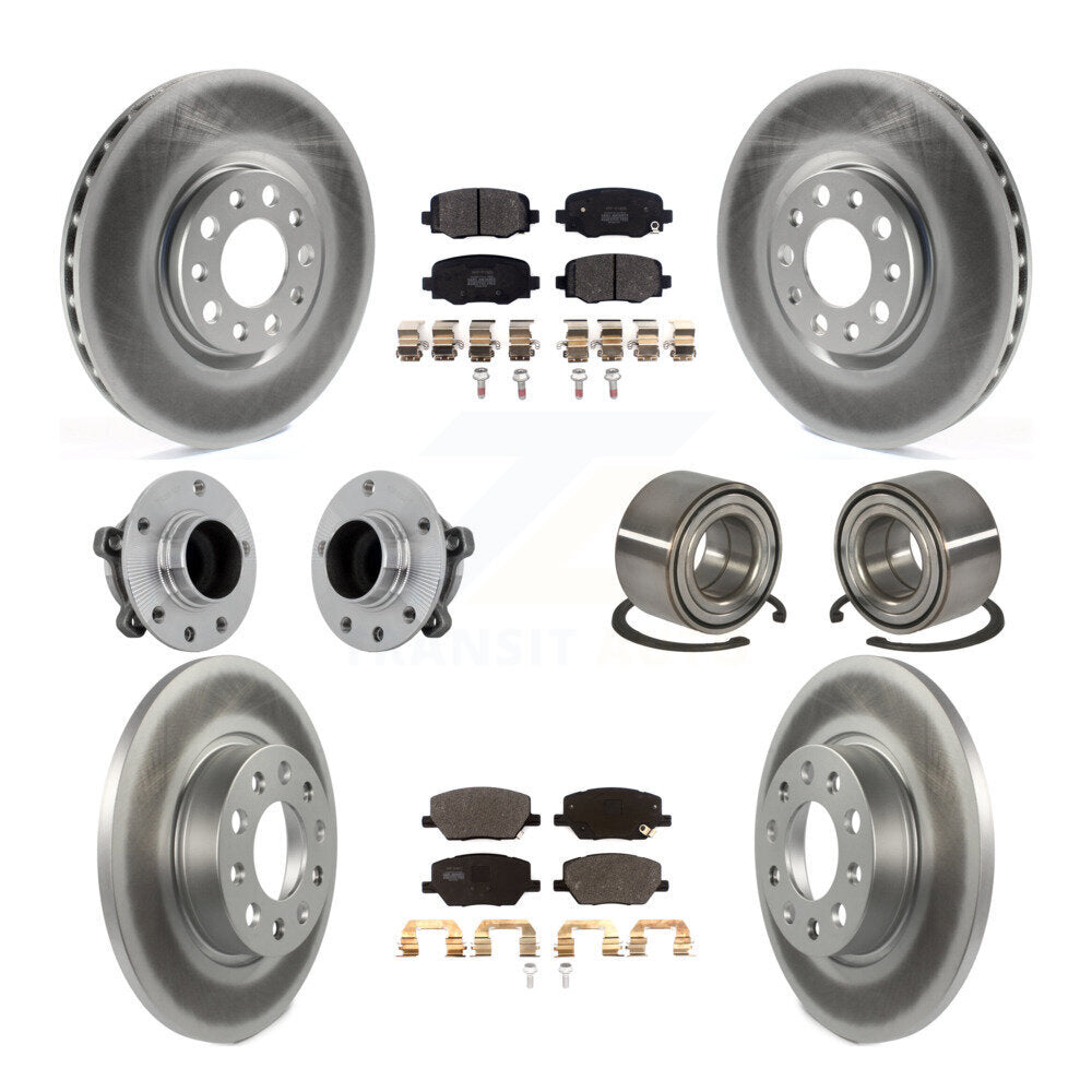 Hub Bearing Coated Brake Rotor Pad Front Rear Kit (10Pc) For 16-18 Fiat 500X FWD