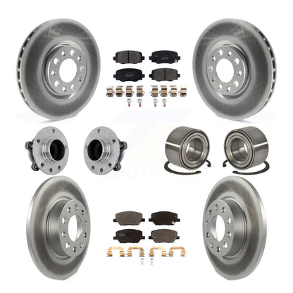 Hub Bearing Coated Brake Rotor Pad Front Rear Kit (10Pc) For 16-18 Fiat 500X FWD