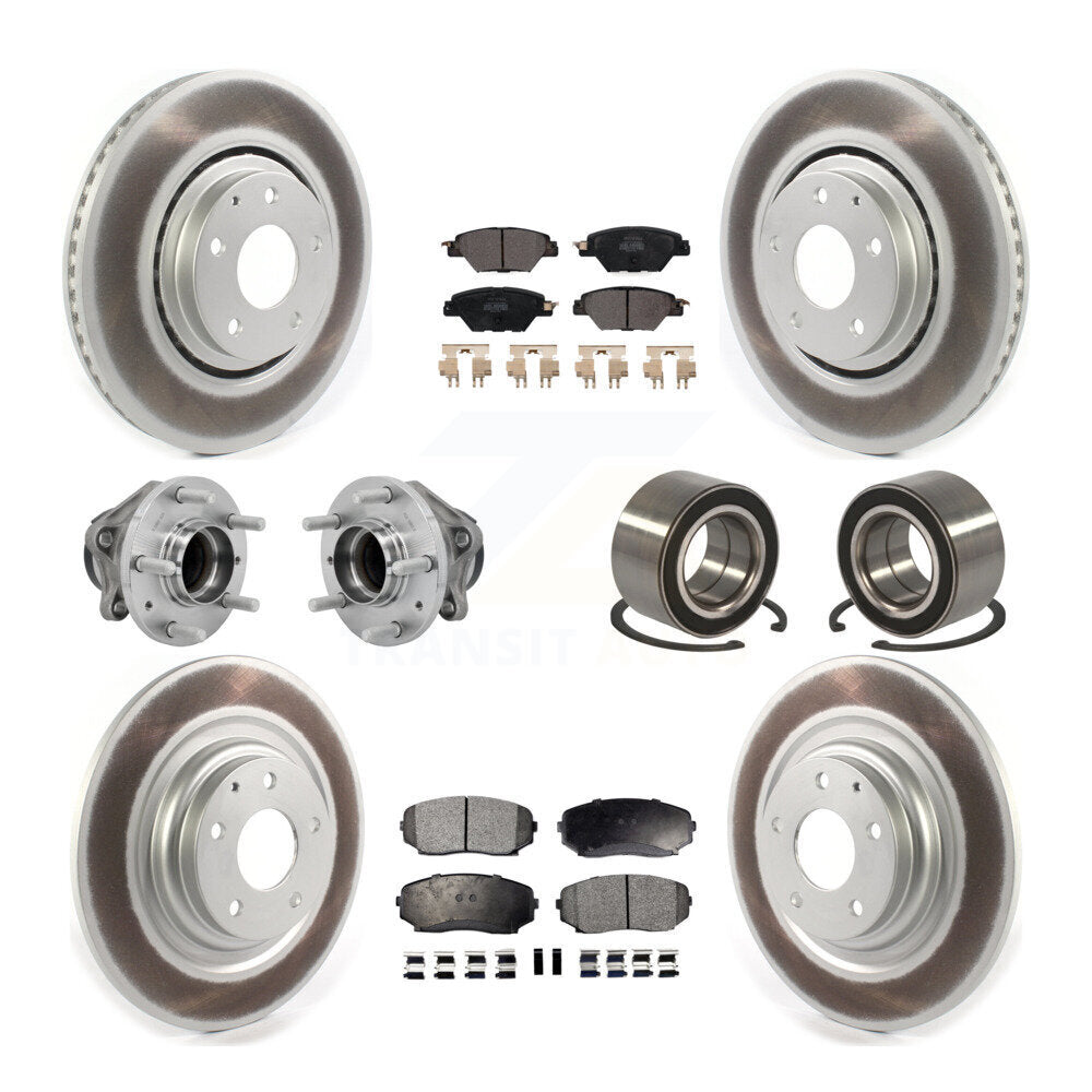 Hub Bearing Coat Brake Rotor Pads Front Rear Kit (10Pc) For 16-18 Mazda CX-9 FWD