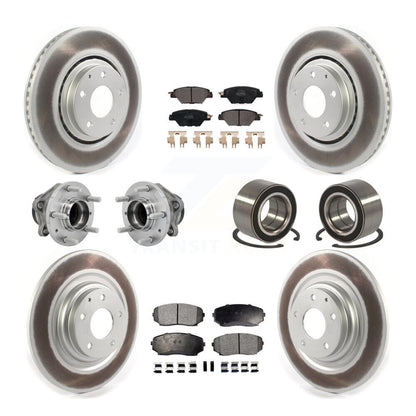 Hub Bearing Coat Brake Rotor Pads Front Rear Kit (10Pc) For 16-18 Mazda CX-9 FWD