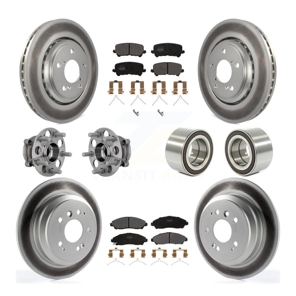 Hub Bearing Coated Brake Rotor Pad Front Rear Kit (10Pc) For Honda Ridgeline AWD
