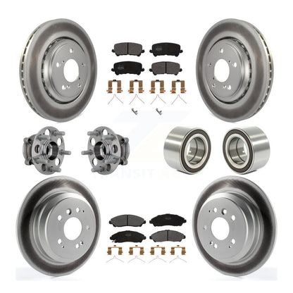 Hub Bearing Coated Brake Rotor Pad Front Rear Kit (10Pc) For Honda Ridgeline AWD