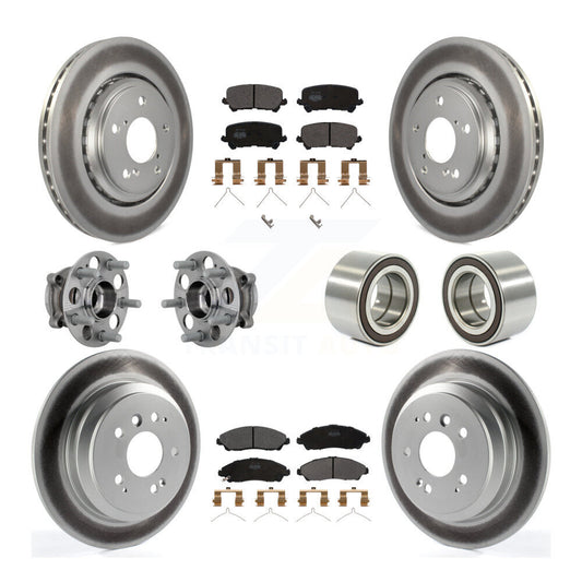Hub Bearing Coated Brake Rotor Pad Front Rear Kit (10Pc) For Honda Ridgeline AWD