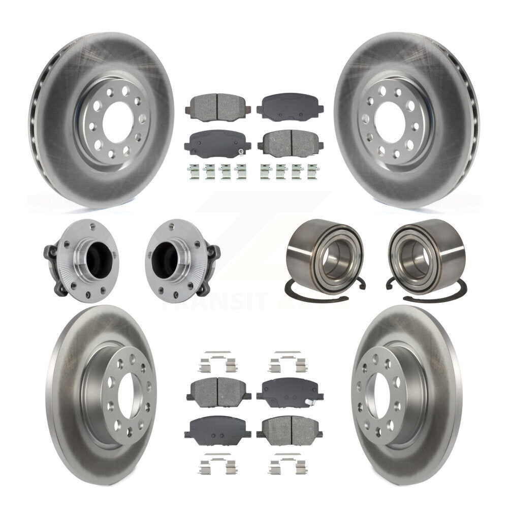 Hub Bearing Coated Brake Rotor Pad Front Rear Kit (10Pc) For 16-18 Fiat 500X FWD